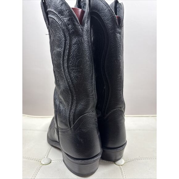 J. Chisholm men’s Black leather western cowboys boots vintage size 9 EE USA EUC main image 4